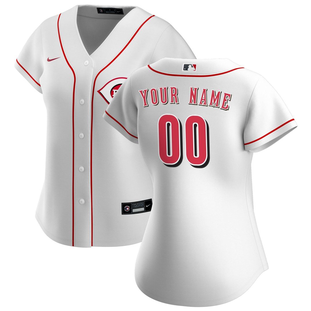 Cincinnati Reds Nike Women's Home Replica Custom Jersey - White MLB Team Jersey Baseball Fan Apparel