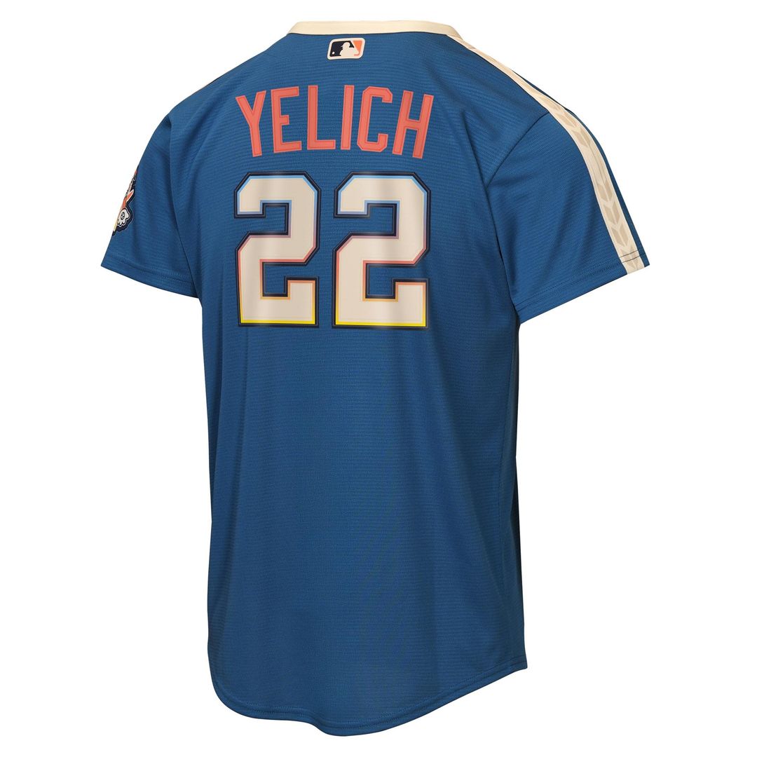 Milwaukee Brewers Christian Yelich Nike Youth 2026 City Connect Stadium Jersey - Mineral Blue MLB Team Jersey Baseball Fan Apparel