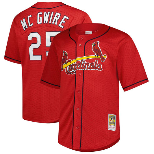 St. Louis Cardinals Mark McGwire Mitchell & Ness Big & Tall Cooperstown Mesh Batting Practice Jersey - Red MLB Team Jersey Baseball Fan Apparel