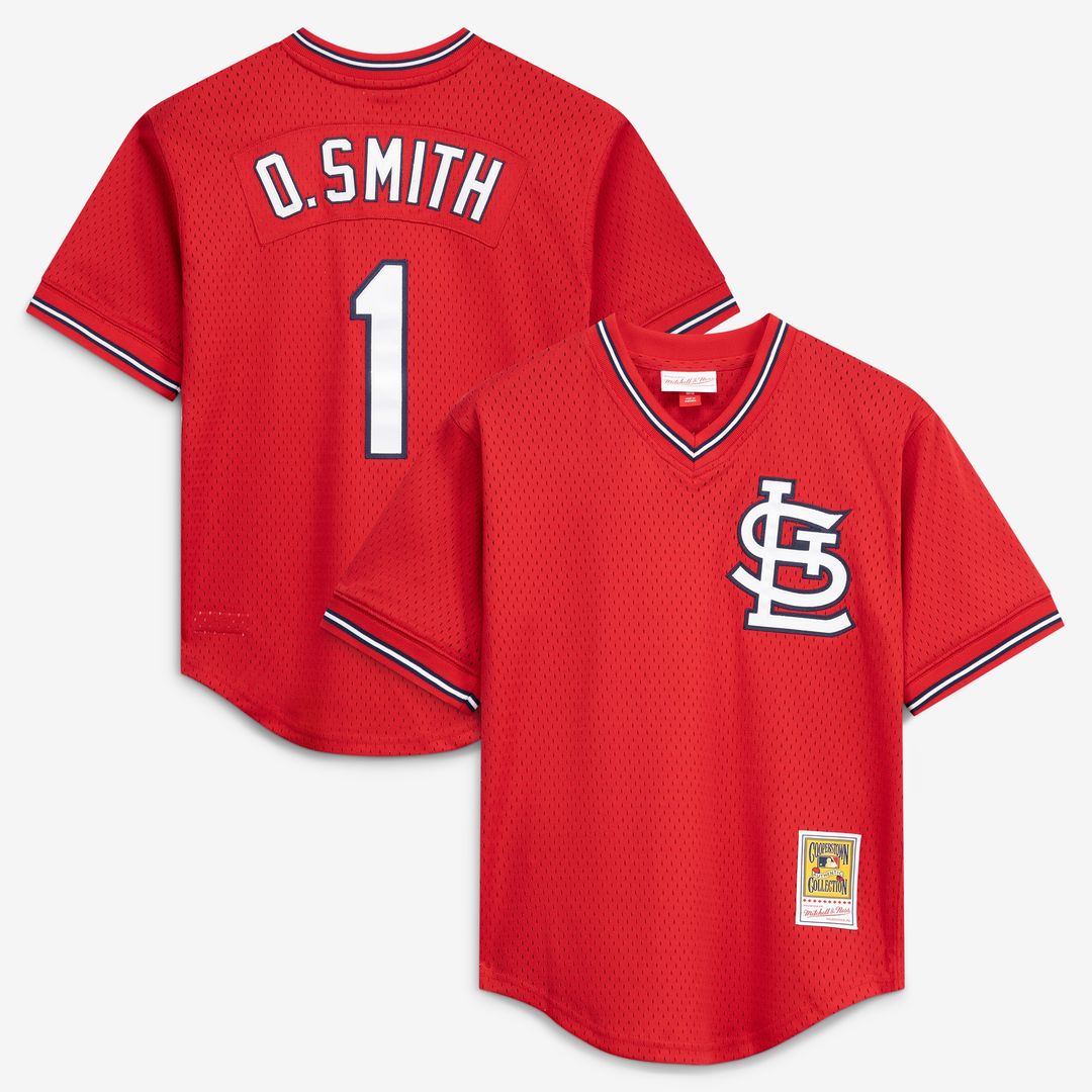 St. Louis Cardinals Ozzie Smith Mitchell & Ness Authentic Batting Practice Jersey - Scarlet MLB Team Jersey Baseball Fan Apparel