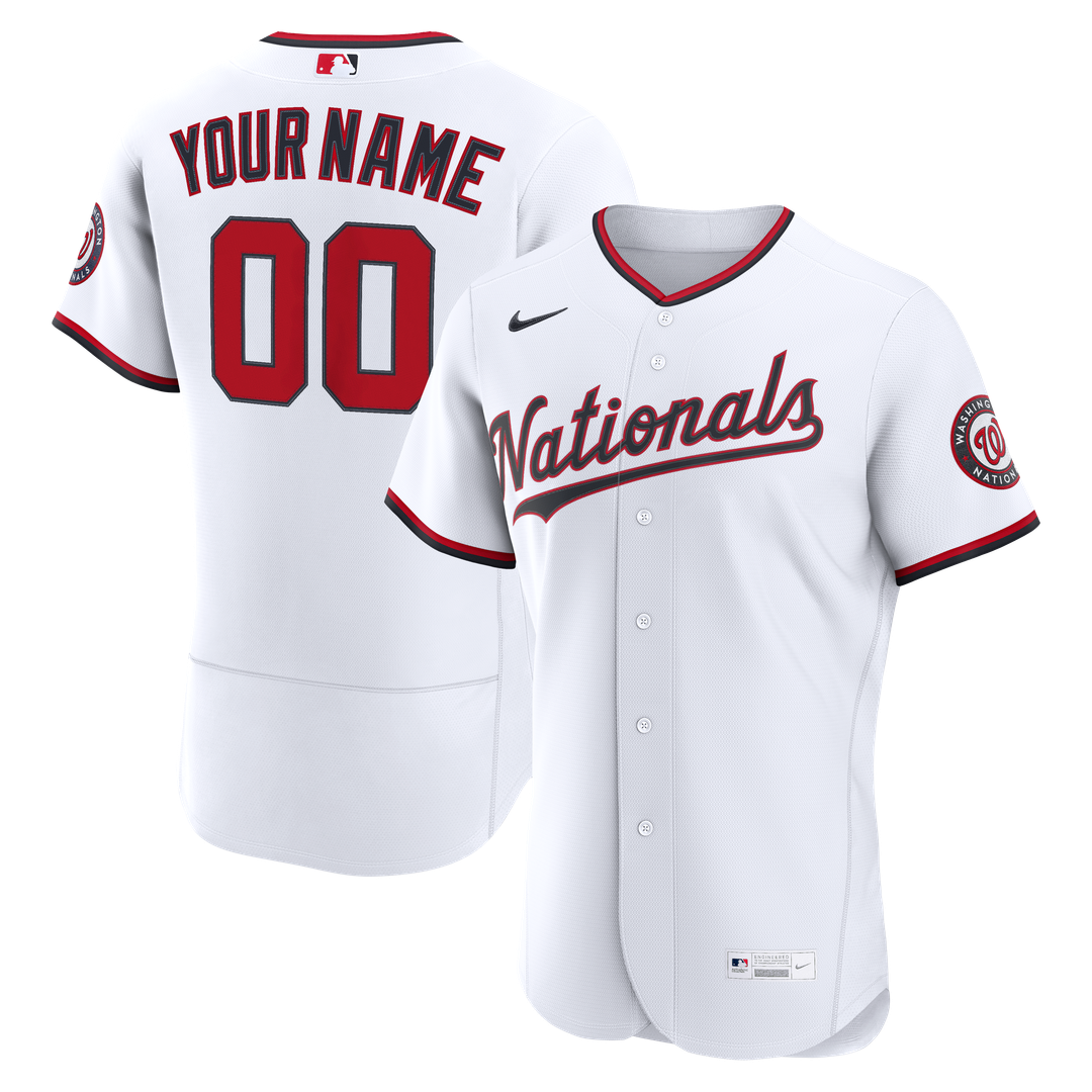 Washington Nationals Nike Home Authentic Custom Jersey - White MLB Team Jersey Baseball Fan Apparel