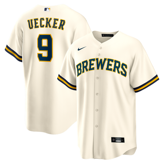 Milwaukee Brewers Bob Uecker Nike Home Retired Player Replica Jersey - Cream MLB Team Jersey Baseball Fan Apparel
