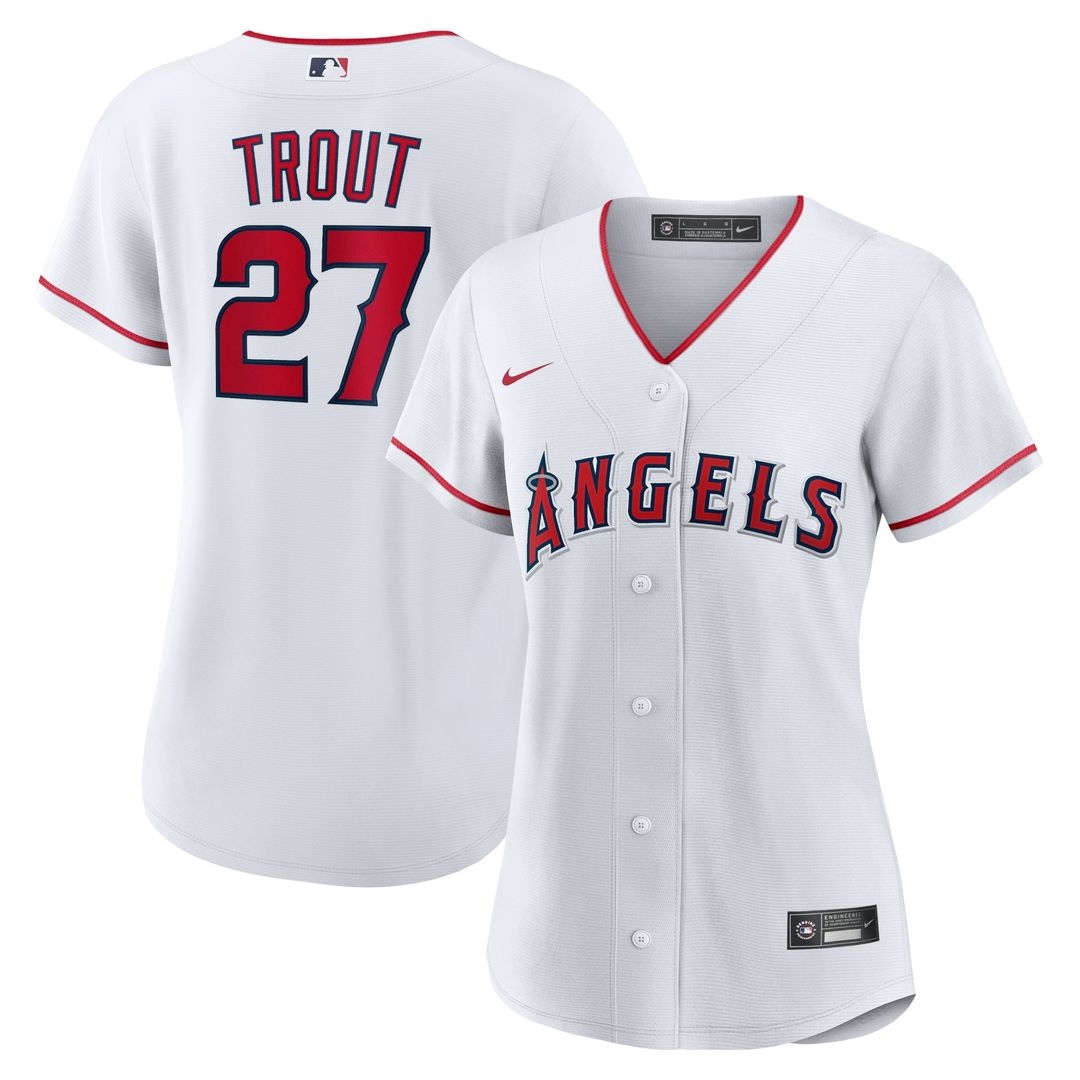 Los Angeles Angels Mike Trout Nike Women's Home Replica Player Jersey - White MLB Team Jersey Baseball Fan Apparel