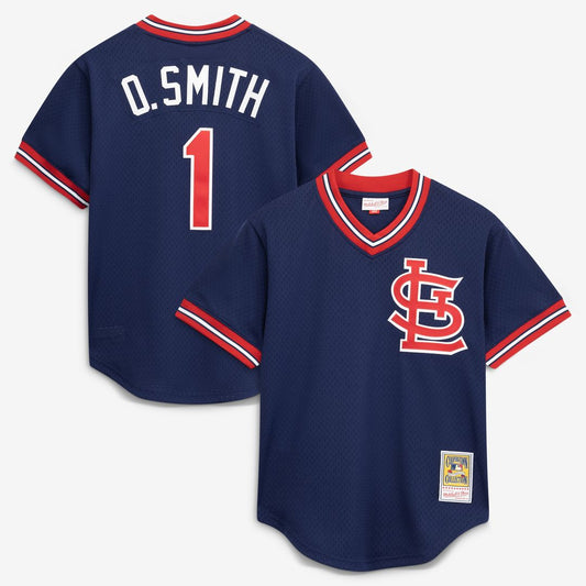 St. Louis Cardinals Ozzie Smith Mitchell & Ness Authentic Batting Practice Jersey - Navy MLB Team Jersey Baseball Fan Apparel
