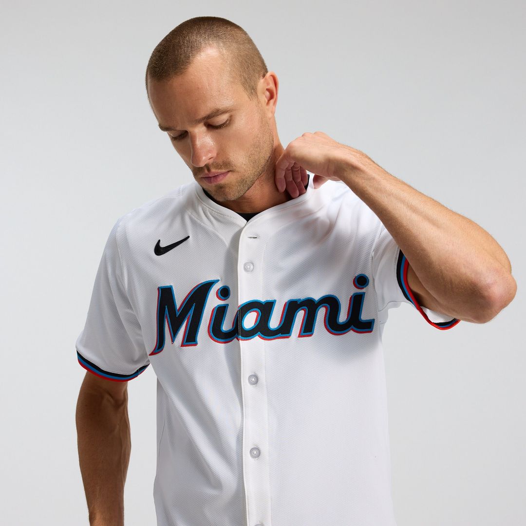 Miami Marlins Nike Home Elite Jersey - White MLB Team Jersey Baseball Fan Apparel