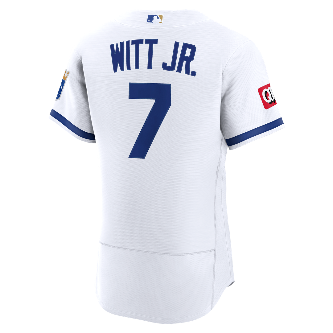 Kansas City Royals Bobby Witt Jr. Nike Home Authentic Sponsor Patch Jersey - White MLB Team Jersey Baseball Fan Apparel