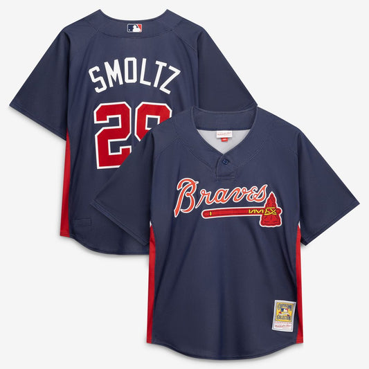 Atlanta Braves John Smoltz Mitchell & Ness Authentic Batting Practice Jersey - Navy MLB Team Jersey Baseball Fan Apparel