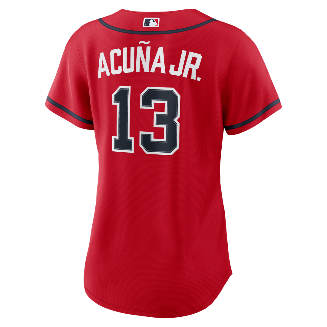 Atlanta Braves Ronald Acuña Jr. Nike Women's Alternate Replica Jersey - Navy MLB Team Jersey Baseball Fan Apparel