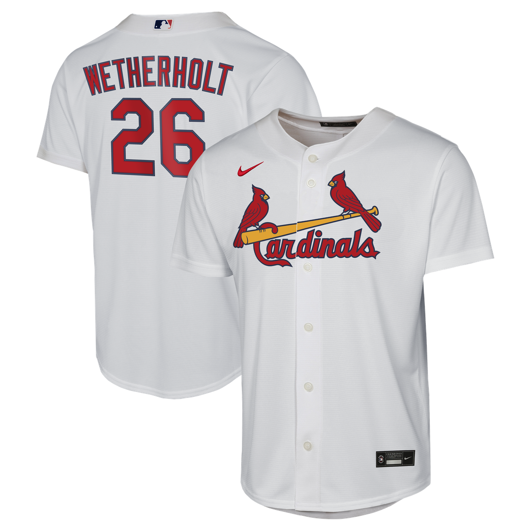 St. Louis Cardinals JJ Wetherholt Nike Youth Home Replica Jersey - White MLB Team Jersey Baseball Fan Apparel