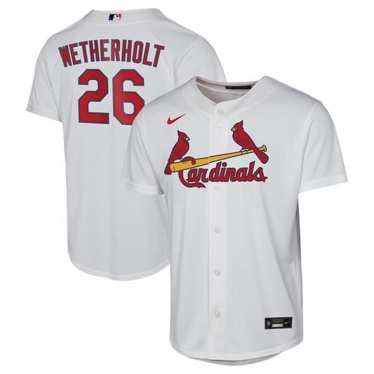 St. Louis Cardinals JJ Wetherholt Nike Youth Home Replica Jersey - White MLB Team Jersey Baseball Fan Apparel