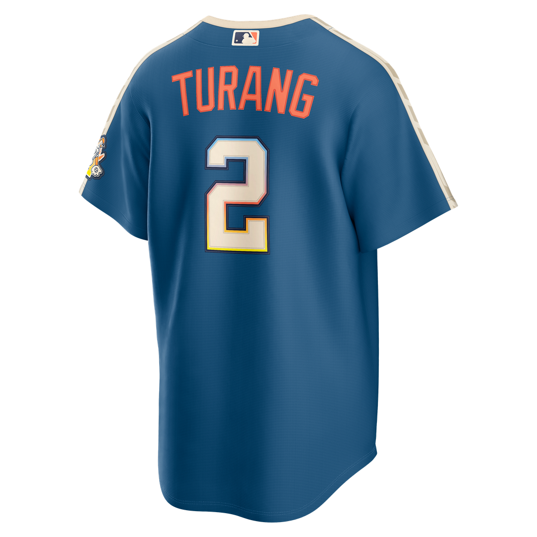 Milwaukee Brewers Brice Turang Nike 2026 City Connect Stadium Jersey - Mineral Blue MLB Team Jersey Baseball Fan Apparel