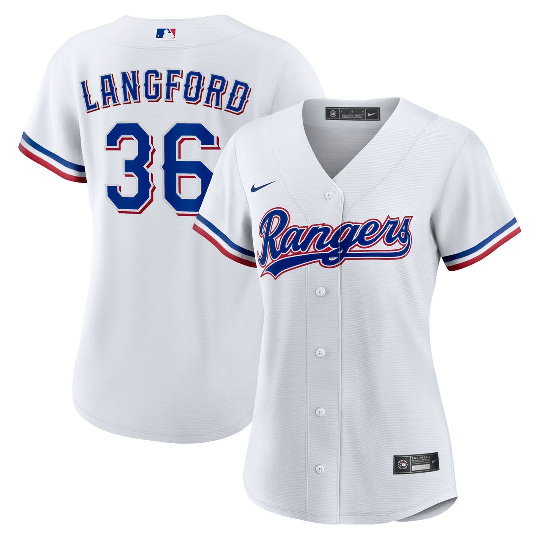 Texas Rangers Wyatt Langford Nike Women's Home Replica Jersey - White MLB Team Jersey Baseball Fan Apparel