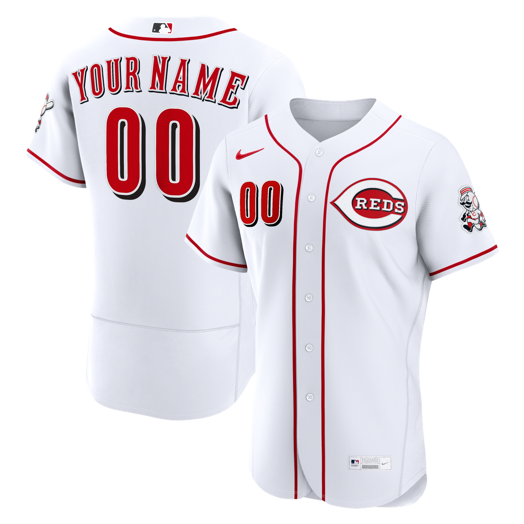 Cincinnati Reds Nike Home Authentic Custom Jersey - White MLB Team Jersey Baseball Fan Apparel