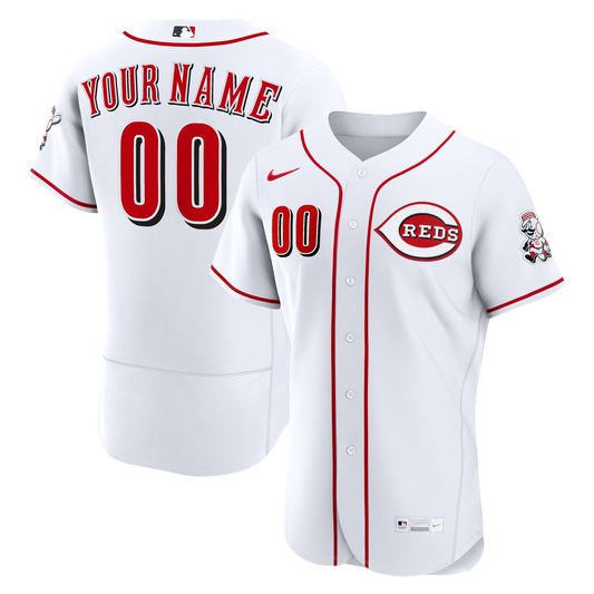 Cincinnati Reds Nike Home Authentic Custom Jersey - White MLB Team Jersey Baseball Fan Apparel