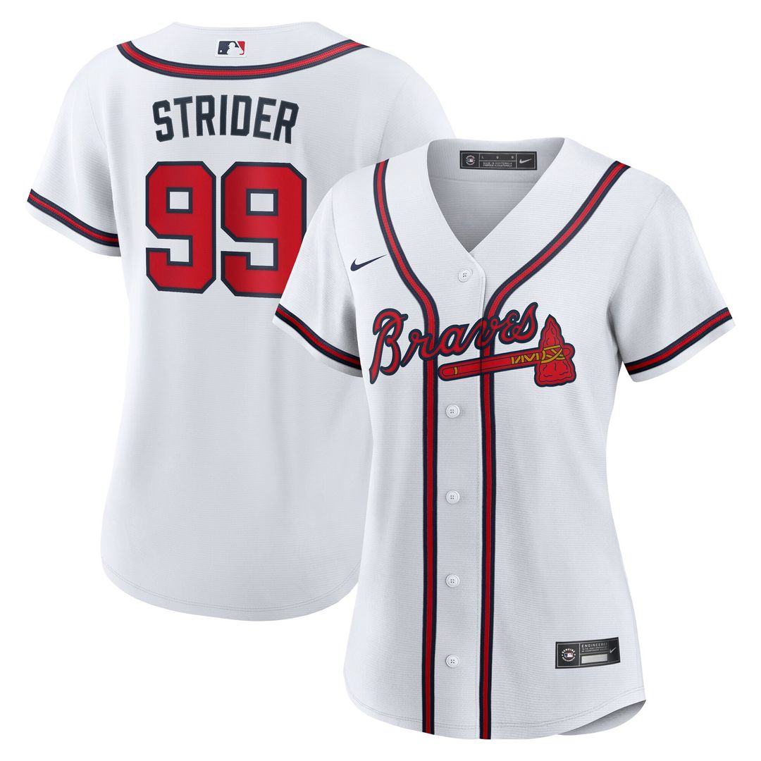 Atlanta Braves Spencer Strider Nike Women's Home Replica Jersey - White MLB Team Jersey Baseball Fan Apparel