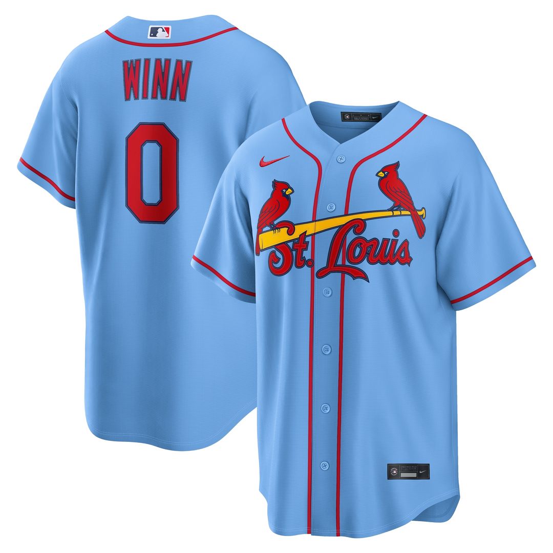 St. Louis Cardinals Masyn Winn Nike Alternate Replica Jersey - Light Blue MLB Team Jersey Baseball Fan Apparel