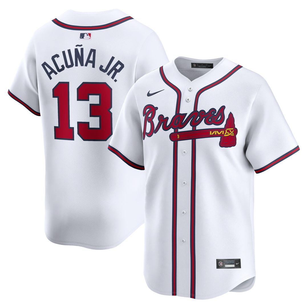 Atlanta Braves Ronald Acuña Jr. Nike Home Limited Player Jersey - White MLB Team Jersey Baseball Fan Apparel