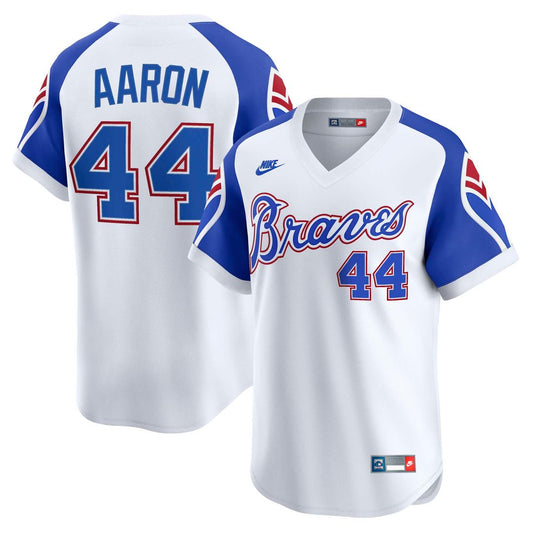 Atlanta Braves Hank Aaron Nike Throwback Cooperstown Limited Jersey - White MLB Team Jersey Baseball Fan Apparel