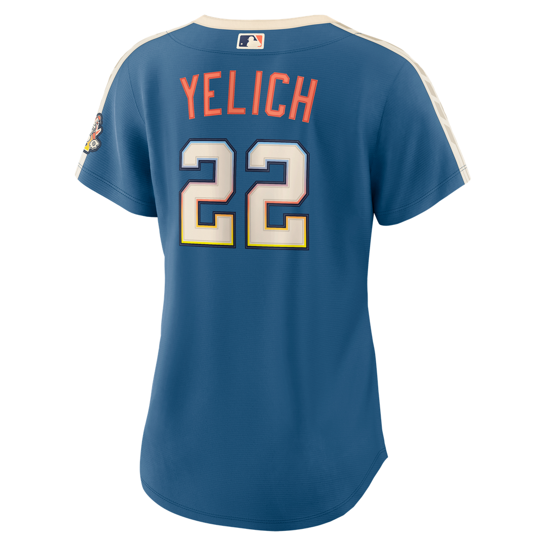 Milwaukee Brewers Christian Yelich Nike Women's 2026 City Connect Stadium Jersey - Mineral Blue MLB Team Jersey Baseball Fan Apparel