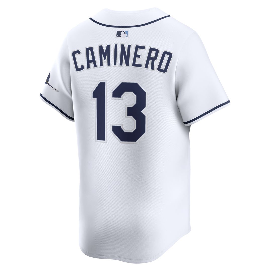 Tampa Bay Rays Junior Caminero Nike Home Limited Jersey - White MLB Team Jersey Baseball Fan Apparel
