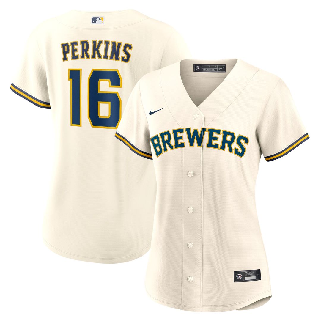 Milwaukee Brewers Blake Perkins Nike Women's Home Replica Jersey - Cream MLB Team Jersey Baseball Fan Apparel