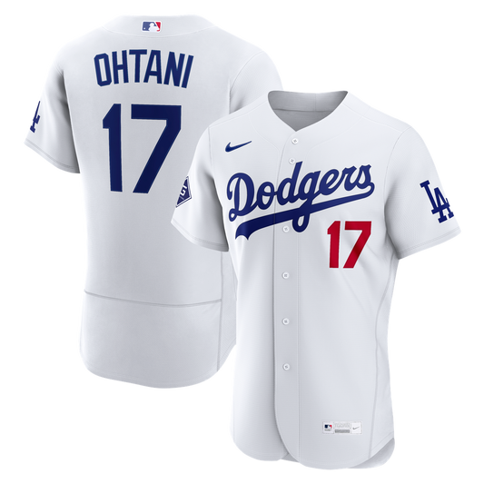 Los Angeles Dodgers Shohei Ohtani Nike Home Authentic Sponsor Patch Jersey - White MLB Team Jersey Baseball Fan Apparel