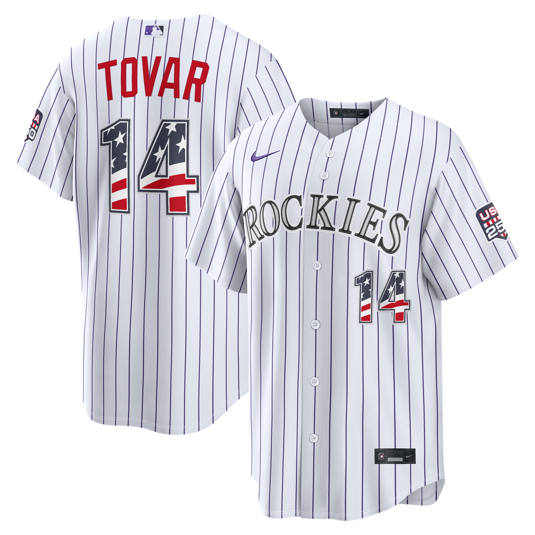 Colorado Rockies Ezequiel Tovar Nike USA 250 Fourth of July Home Stadium Jersey - White MLB Team Jersey Baseball Fan Apparel
