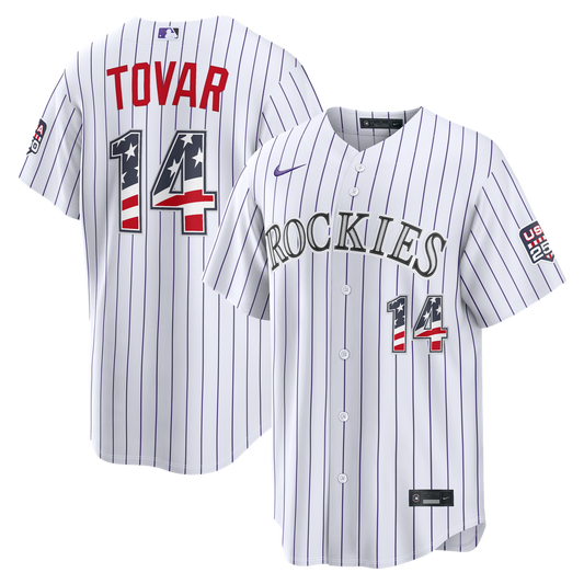 Colorado Rockies Ezequiel Tovar Nike USA 250 Fourth of July Home Stadium Jersey - White MLB Team Jersey Baseball Fan Apparel