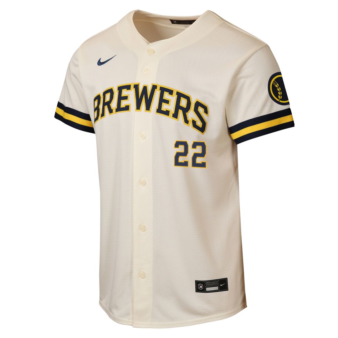 Milwaukee Brewers Christian Yelich Nike Youth Home Stadium Jersey - Cream MLB Team Jersey Baseball Fan Apparel