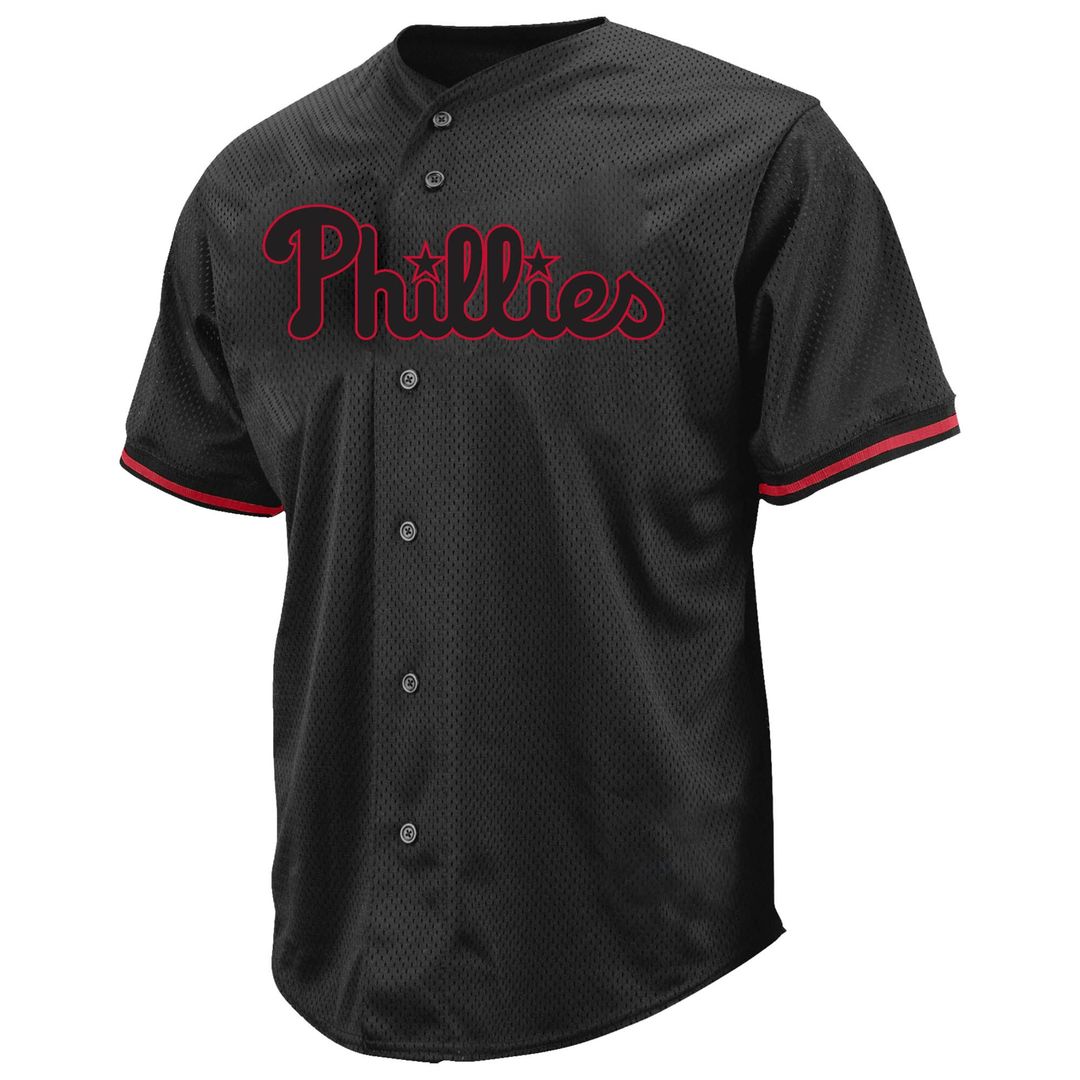 Philadelphia Phillies Bryce Harper Profile Big & Tall Pop Fashion Jersey - Black MLB Team Jersey Baseball Fan Apparel