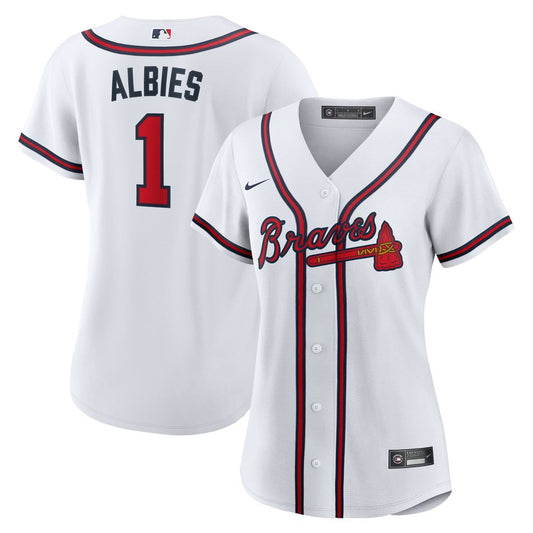Atlanta Braves Ozzie Albies Nike Women's Home Replica Jersey - White MLB Team Jersey Baseball Fan Apparel