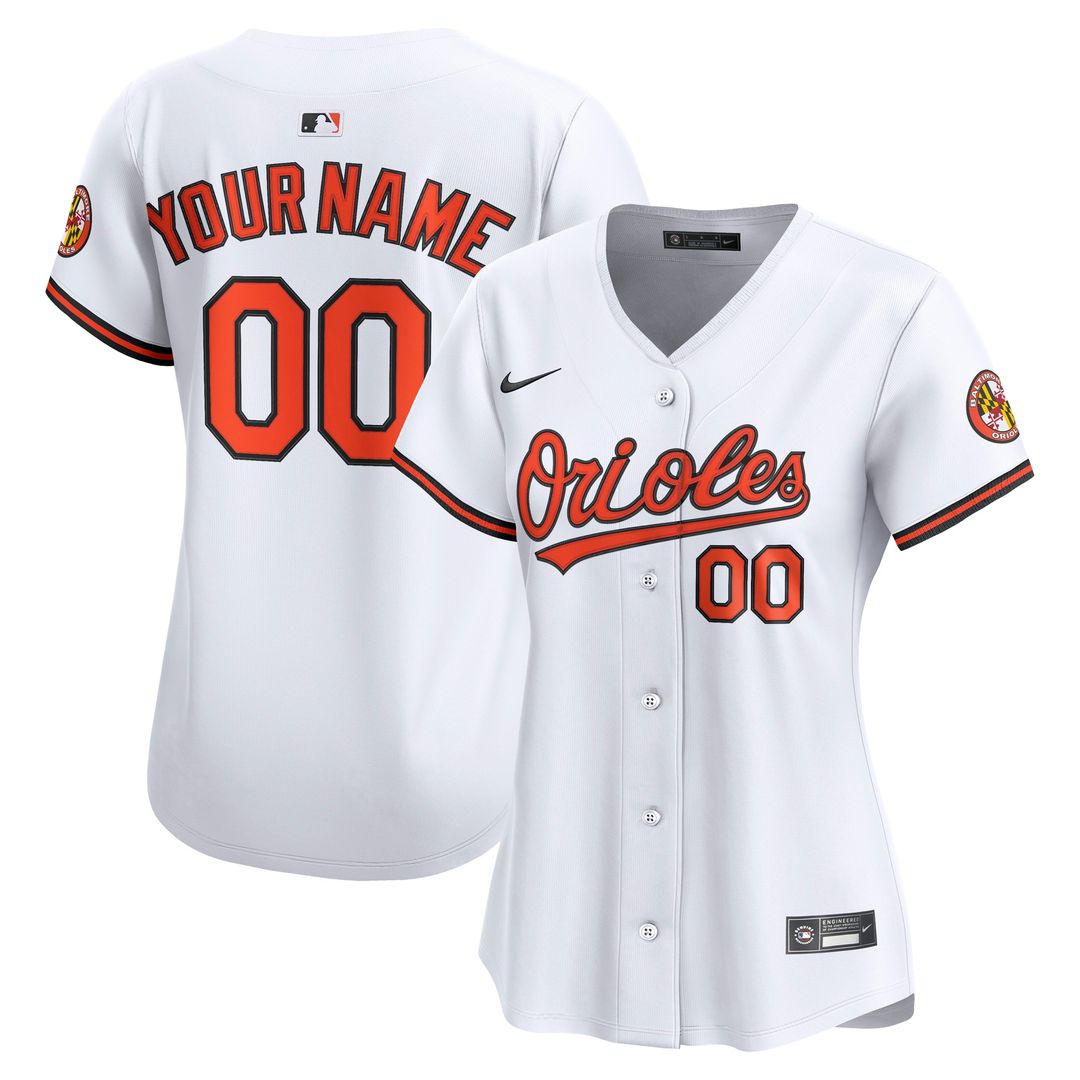 Baltimore Orioles Nike Women's Home Limited Custom Jersey - White MLB Team Jersey Baseball Fan Apparel