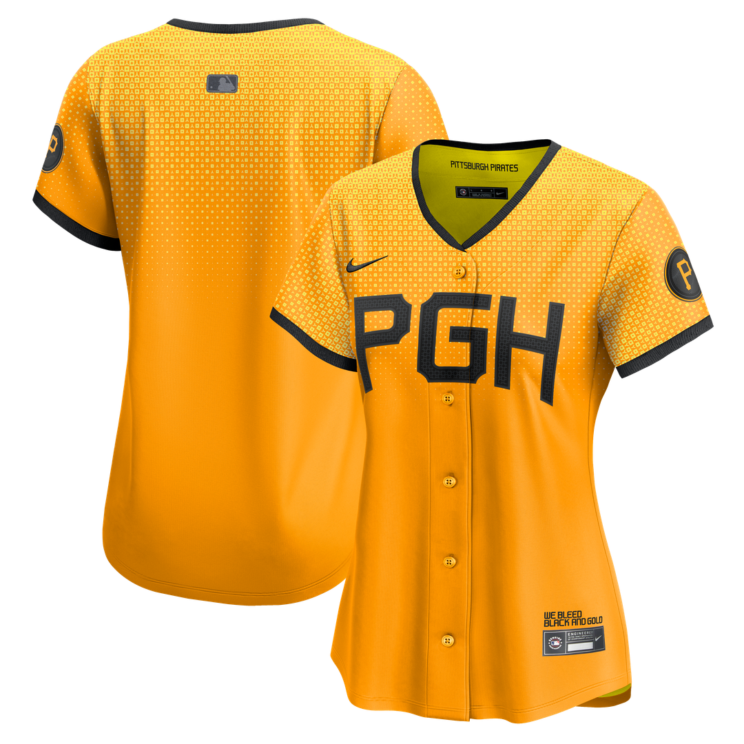 Pittsburgh Pirates Nike Women's City Connect Limited Jersey - Gold MLB Team Jersey Baseball Fan Apparel