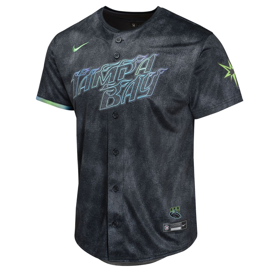 Tampa Bay Rays Shane McClanahan Nike Youth 2024 City Connect Limited Player Jersey - Charcoal MLB Team Jersey Baseball Fan Apparel
