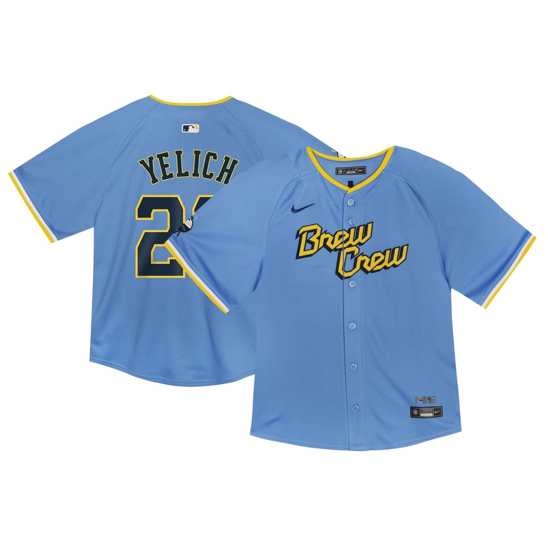 Milwaukee Brewers Christian Yelich Nike Toddler City Connect Limited Player Jersey - Powder Blue MLB Team Jersey Baseball Fan Apparel