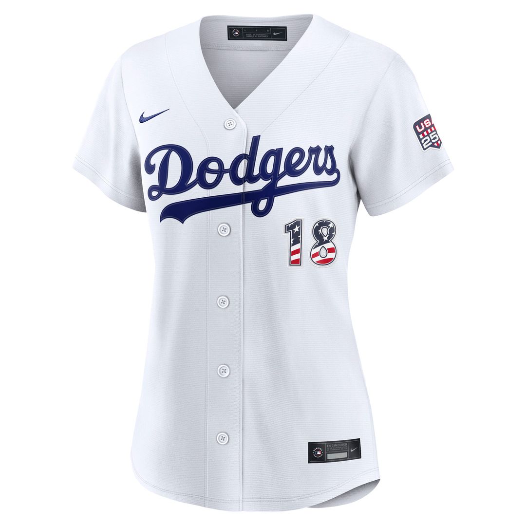 Los Angeles Dodgers Yoshinobu Yamamoto Nike Women's USA 250 Fourth of July Home Stadium Jersey - White MLB Team Jersey Baseball Fan Apparel