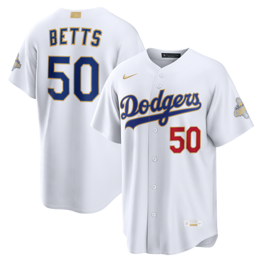 Los Angeles Dodgers Mookie Betts Nike 2026 Gold Collection Stadium Jersey - White MLB Team Jersey Baseball Fan Apparel