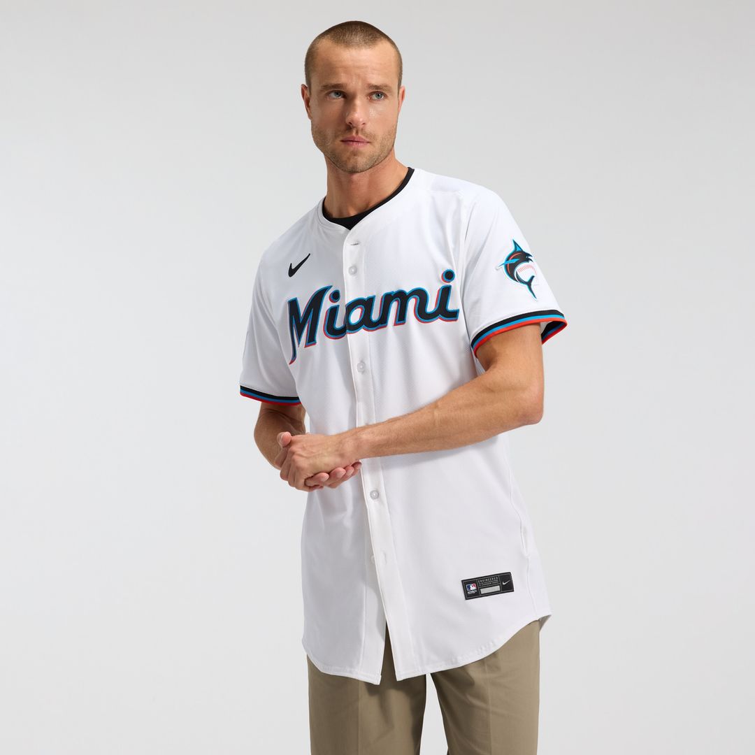 Miami Marlins Nike Home Elite Jersey - White MLB Team Jersey Baseball Fan Apparel