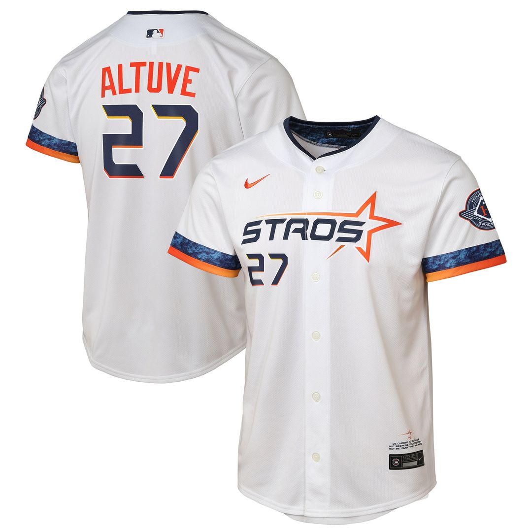 Houston Astros Jose Altuve Nike Youth 2025 City Connect Limited Player Jersey - White MLB Team Jersey Baseball Fan Apparel