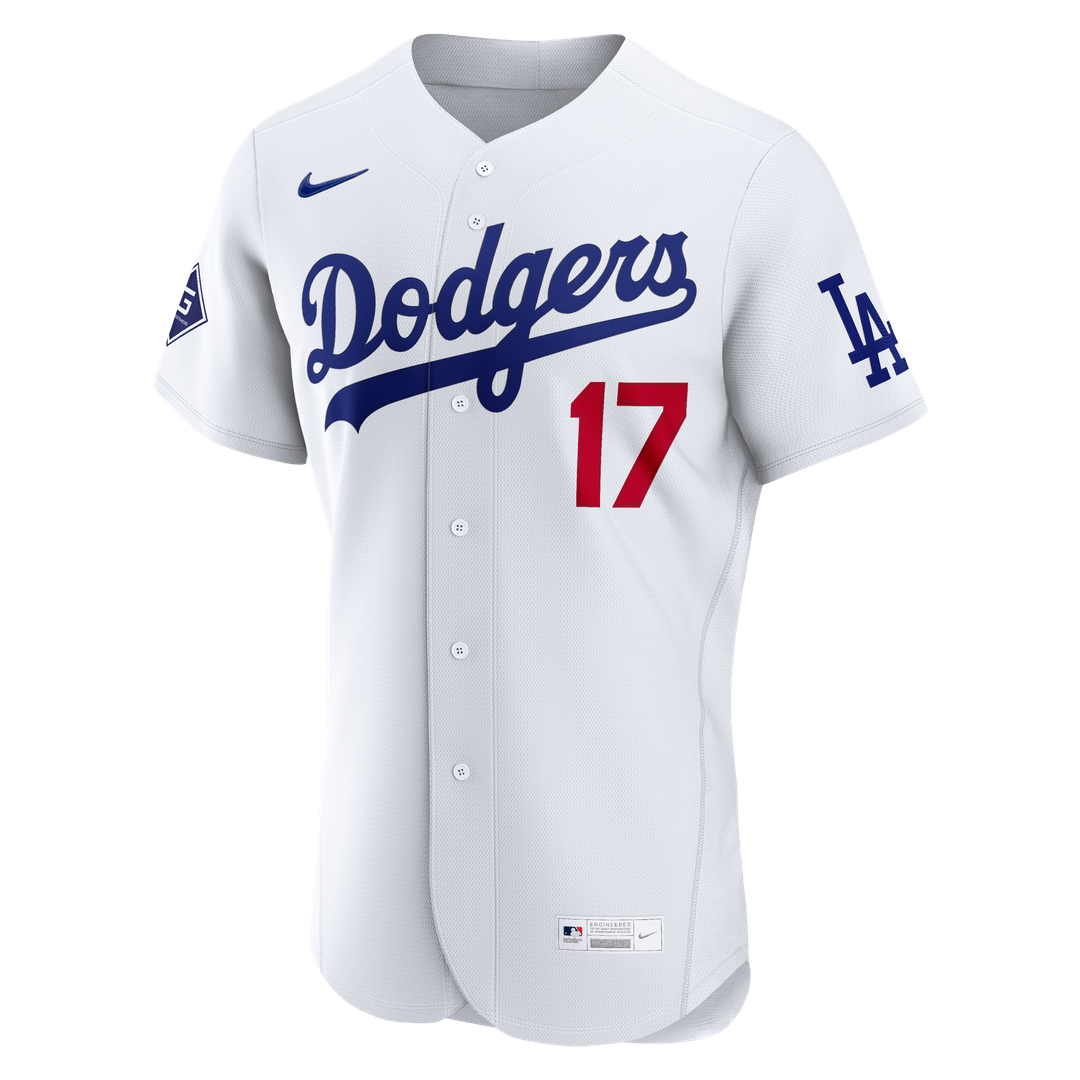 Los Angeles Dodgers Shohei Ohtani Nike Home Authentic Sponsor Patch Jersey - White MLB Team Jersey Baseball Fan Apparel