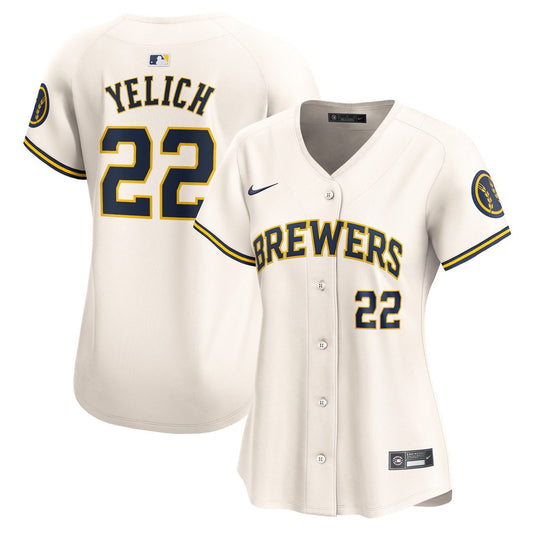 Milwaukee Brewers Christian Yelich Nike Women's Home Limited Player Jersey - Cream MLB Team Jersey Baseball Fan Apparel