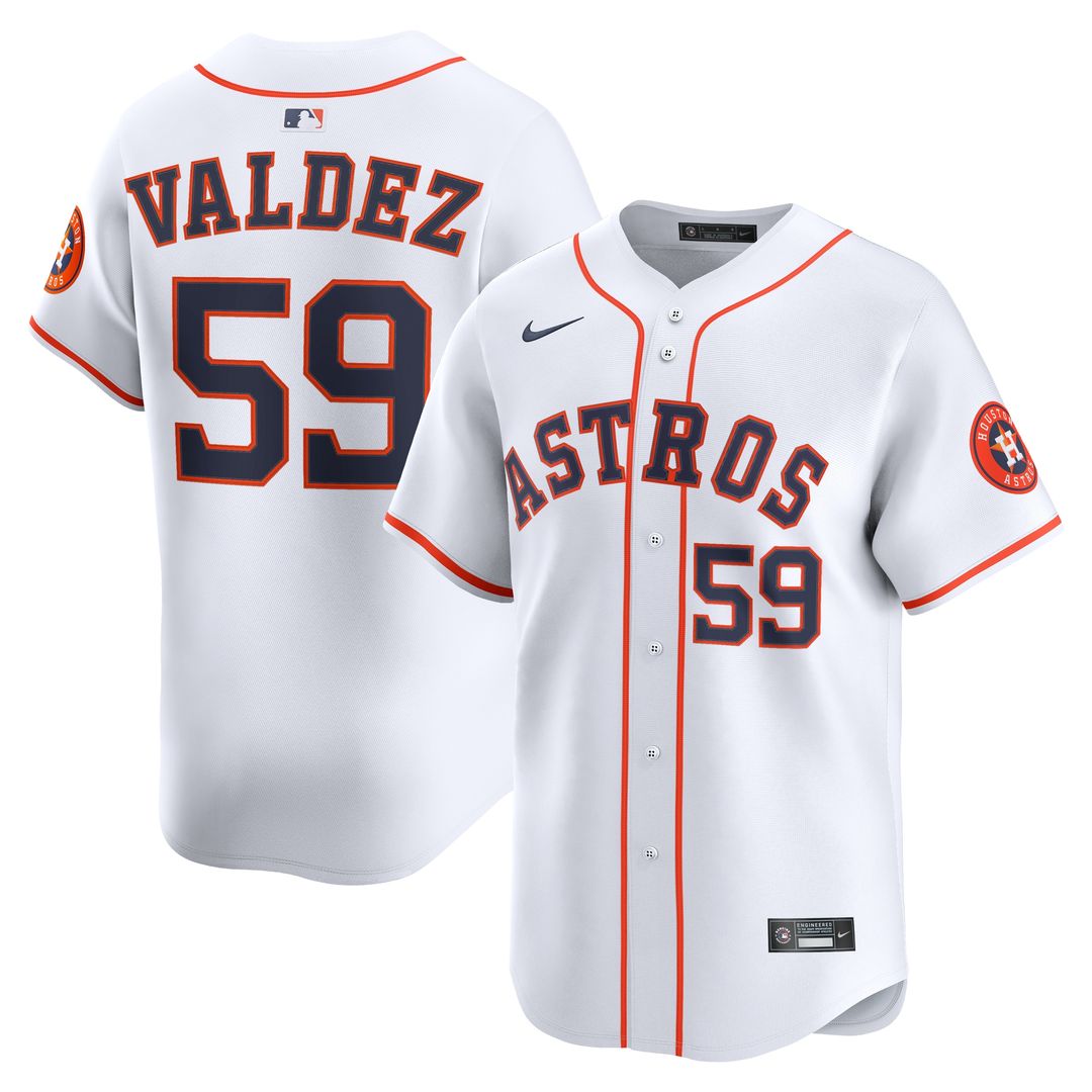 Houston Astros Framber Valdez Nike Home Limited Player Jersey - White MLB Team Jersey Baseball Fan Apparel