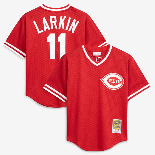 Cincinnati Reds Barry Larkin Mitchell & Ness Authentic Batting Practice Jersey - Red MLB Team Jersey Baseball Fan Apparel