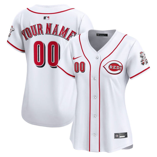 Cincinnati Reds Nike Women's Home Limited Custom Jersey - White MLB Team Jersey Baseball Fan Apparel