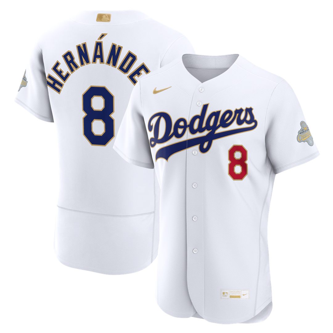 Los Angeles Dodgers Enrique Hernández Nike 2026 Gold Collection Authentic Jersey - White MLB Team Jersey Baseball Fan Apparel