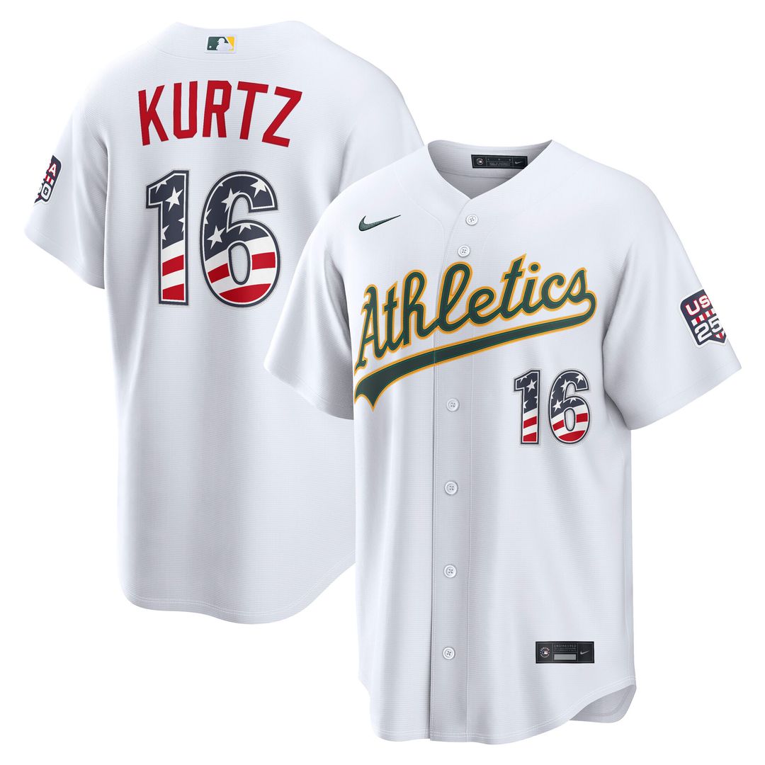 Athletics Nick Kurtz Nike USA 250 Fourth of July Home Stadium Jersey - White MLB Team Jersey Baseball Fan Apparel