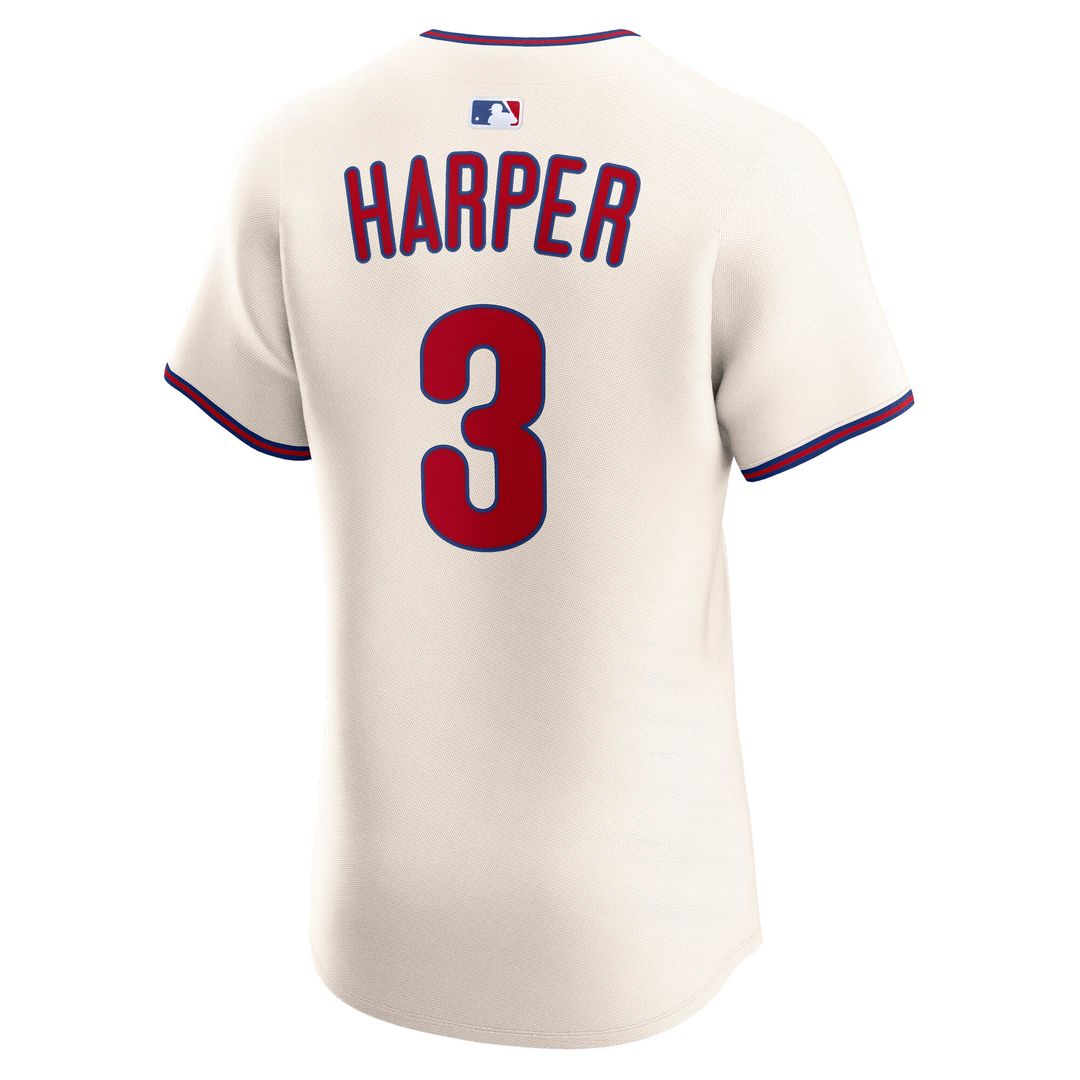 Philadelphia Phillies Bryce Harper Nike Alternate 2 Elite Jersey - Cream MLB Team Jersey Baseball Fan Apparel