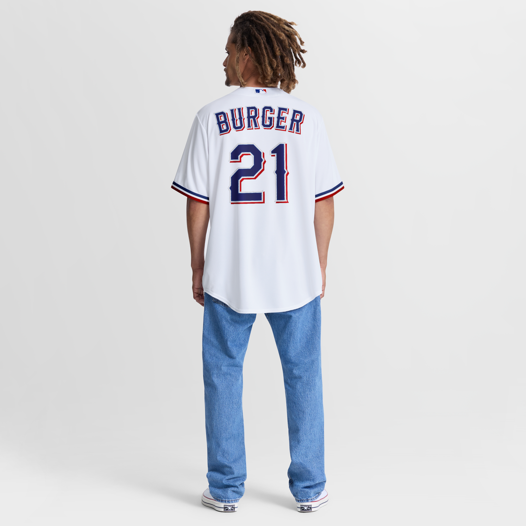 Texas Rangers Jake Burger Nike Home Replica Jersey - White MLB Team Jersey Baseball Fan Apparel