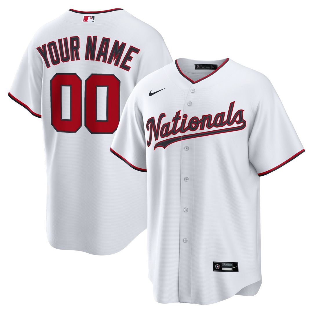 Washington Nationals Nike Home Custom Replica Jersey - White MLB Team Jersey Baseball Fan Apparel