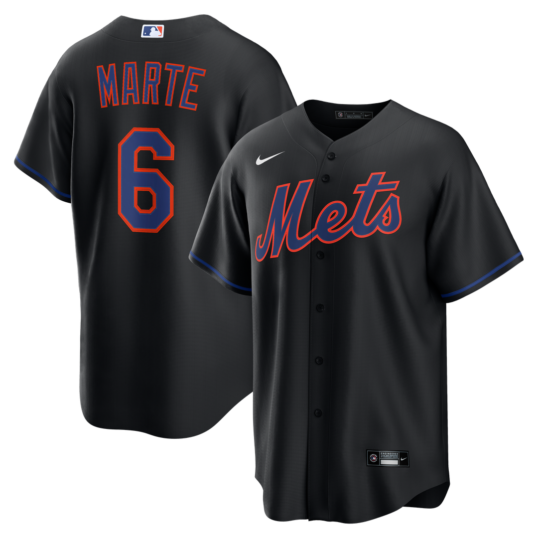 New York Mets Starling Marte Nike Alternate Replica Jersey - Black MLB Team Jersey Baseball Fan Apparel